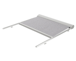 Sølvfarvet havemarkise med skærmstof