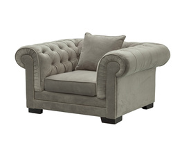 Lænestol Chesterfield Classic fløjl lysegrå 118x96x77cm