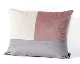 Poduszka Patchwork kwadratowa pink grå hvid