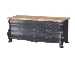 Kommode Lawrence 160x50x85 gammel sort &amp; naturlig