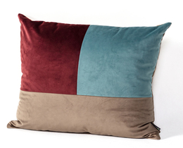 Poduszka Patchwork kwadratowa beige chokoladeblå