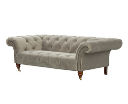 Sofa Chesterfield Glamour Velour Lysegrå 2-personers