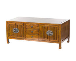 Kommode Ibuku 3 skuffer + 4 låger, brun 126x55x65cm